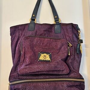 JUICY COUTURE WEEKEND WARRIOR NYLON TOTE Shoulder Bag Snake Print Vintage Y2K